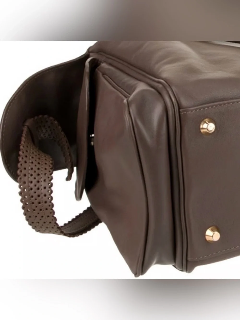 See By Chloe Taupe Leather Satchel with Perforated Strap